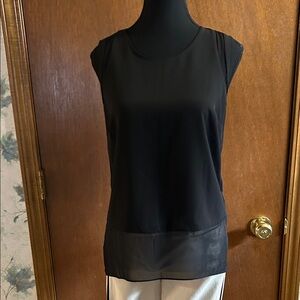 T Tahari Black Sheer Hem Tank Top